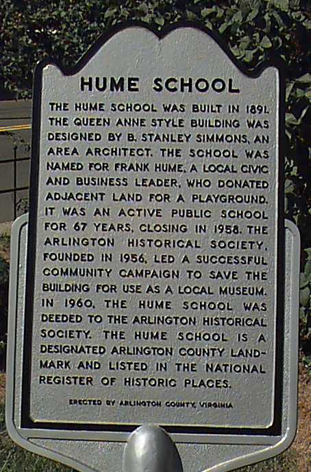 Hume School Historical Marker